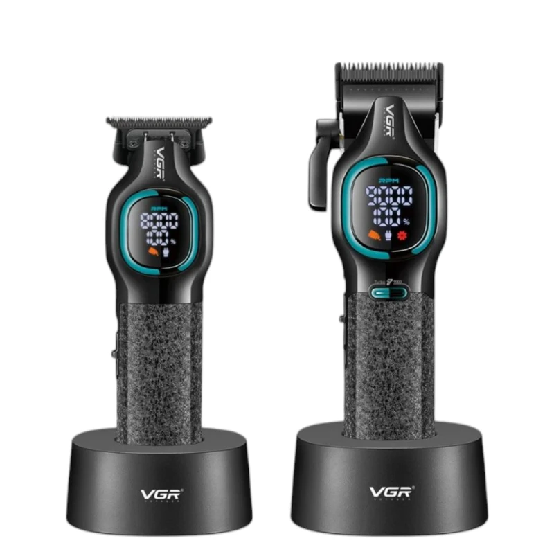 ماشین اصلاح موی سر و صورت شارژی وی جی ار مدل V-886 S2 مجموعه 2 عددی